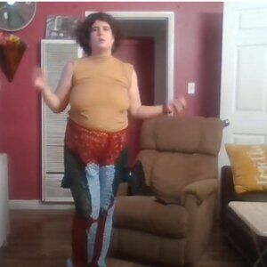 Trees Naturals Crocheted Pants and Yellow Purple Striped No Sleeve Shirt